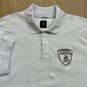 Automobili Lamborghini Polo Shirt Mens XXL (2XL) Chest Crest Logo Cotton White